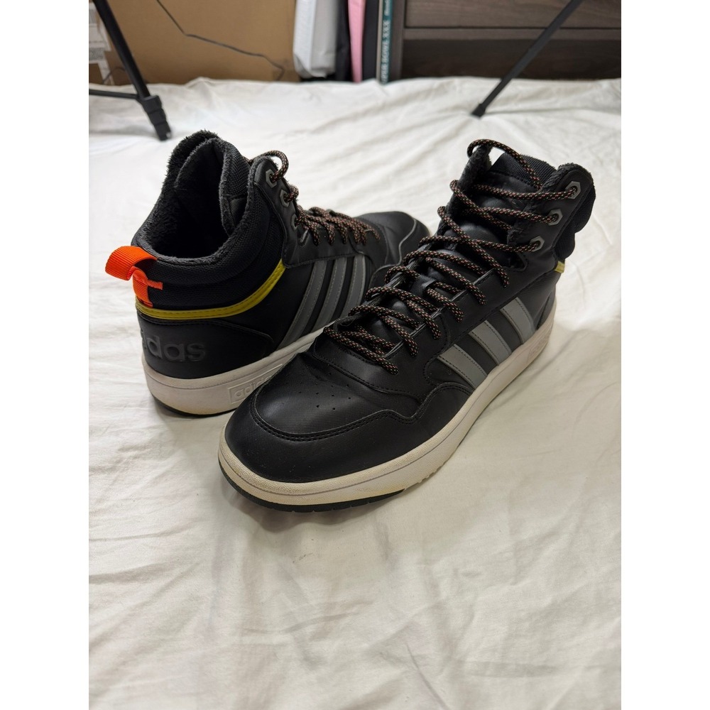 Adidas Hoops 3.0 Mid Winterized Mens Core Black Grey Solar Red HR1440 Size 12
